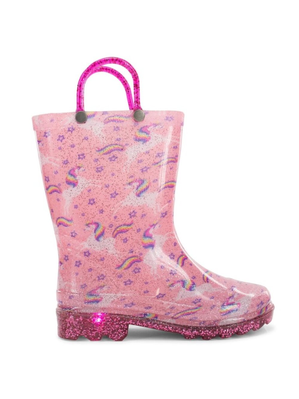 Western Chief Kids Size 9/10 Rain Boots Sparkle Unicorn Pink PVC Waterproof